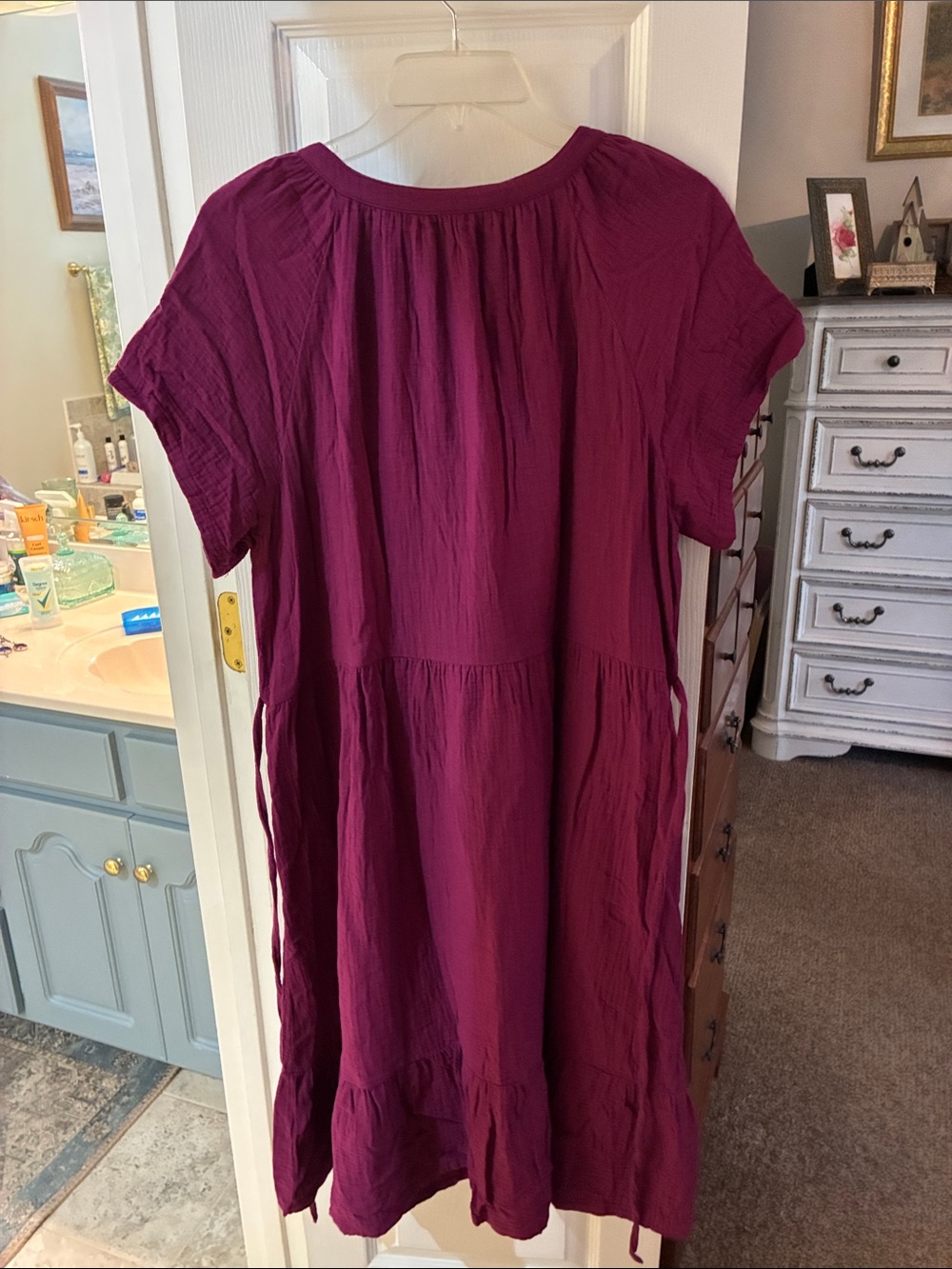 NWOT Pact Coastal Double Organic Cotton Breezy Midi Dress SZ L Sangria - Picture 6 of 7